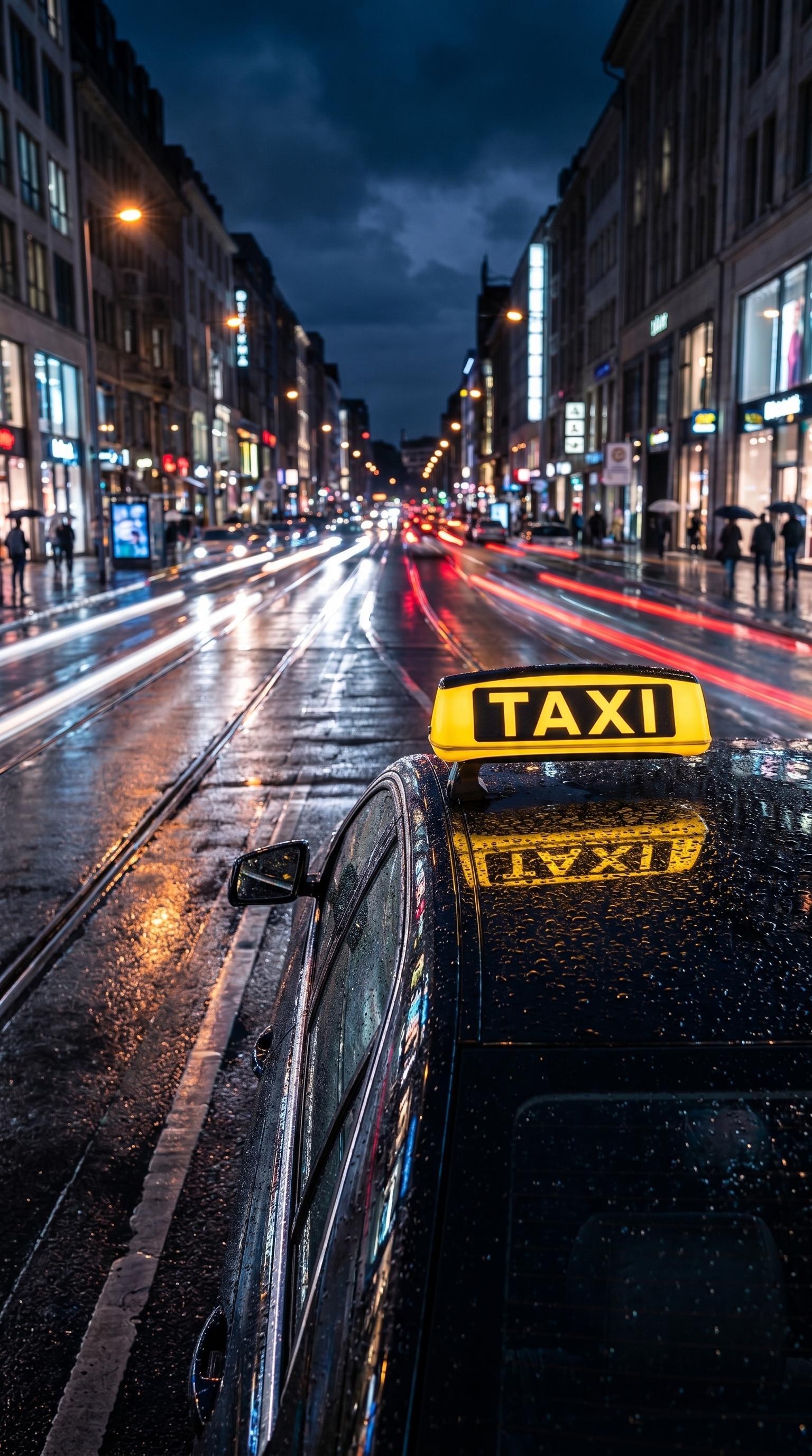 Taxi bei Nacht in der Stadt